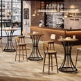thumbnail image 5 of Tribesigns 37.4" Round Bar Table with Curved Metal Base, High Top Pub Table for Small Spaces, Living Room, Kitchen, Apartment (Brown & Black)(1), 5 of 5