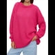 thumbnail image 1 of Suéter de Cuello Redondo para Mujer, Larga, Farol, Tejido , Holgado e Informal Rosa Roja M, 1 of 9