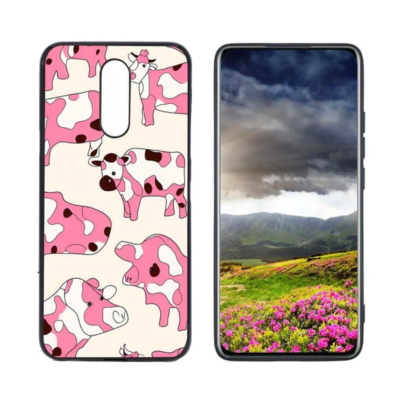 Compatible with Harmony 3 Phone Case, Cow-Print-Abstract-Art-Black-White-Pink-Cute33 Case Men Women, Flexible Silicone Shockproof Case for Harmony 3