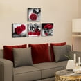 thumbnail image 6 of Red Wall Decor for Bedroom Red Bathroom Accessories Black and White Canvas Wall Art Rose Pictures for Living Room Home Decor Flower Painting Couples Bedroom Kitchen Modern Artwork 12x12"4Pcs/Set, 6 of 6