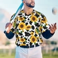 thumbnail image 5 of Rateoe Cute Cow Print Sunflower D Pattern Men’s Baseball Short Sleeve Polo Shirt, Midweight Men's Shirt Golf Shirt Polo Shirts Quick Dry Short-Large, 5 of 7