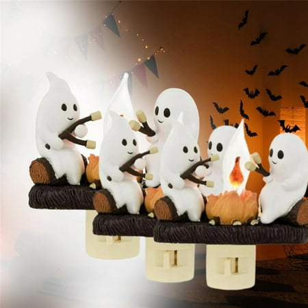 

ZHAOJ005 (3Pcs) Ghost Campfire Nightlight: 3D LED Faux Fire Halloween Indoor Decor Perfect for Family Fun & Gifts