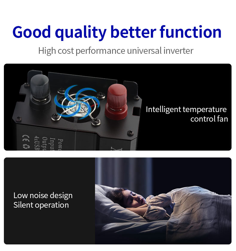 JahyElec 2000W Pure Sine Wave Power Inverter Universal DC 12V/24V to AC 110V 2-in-1 with LED Display 1Type-C 3 USB Ports