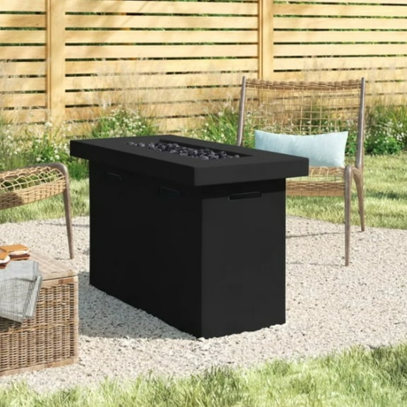 Newboti Furniture 25" H x 42" W Fiber Reinforced Concrete Propane Outdoor Fire Pit Table 05475