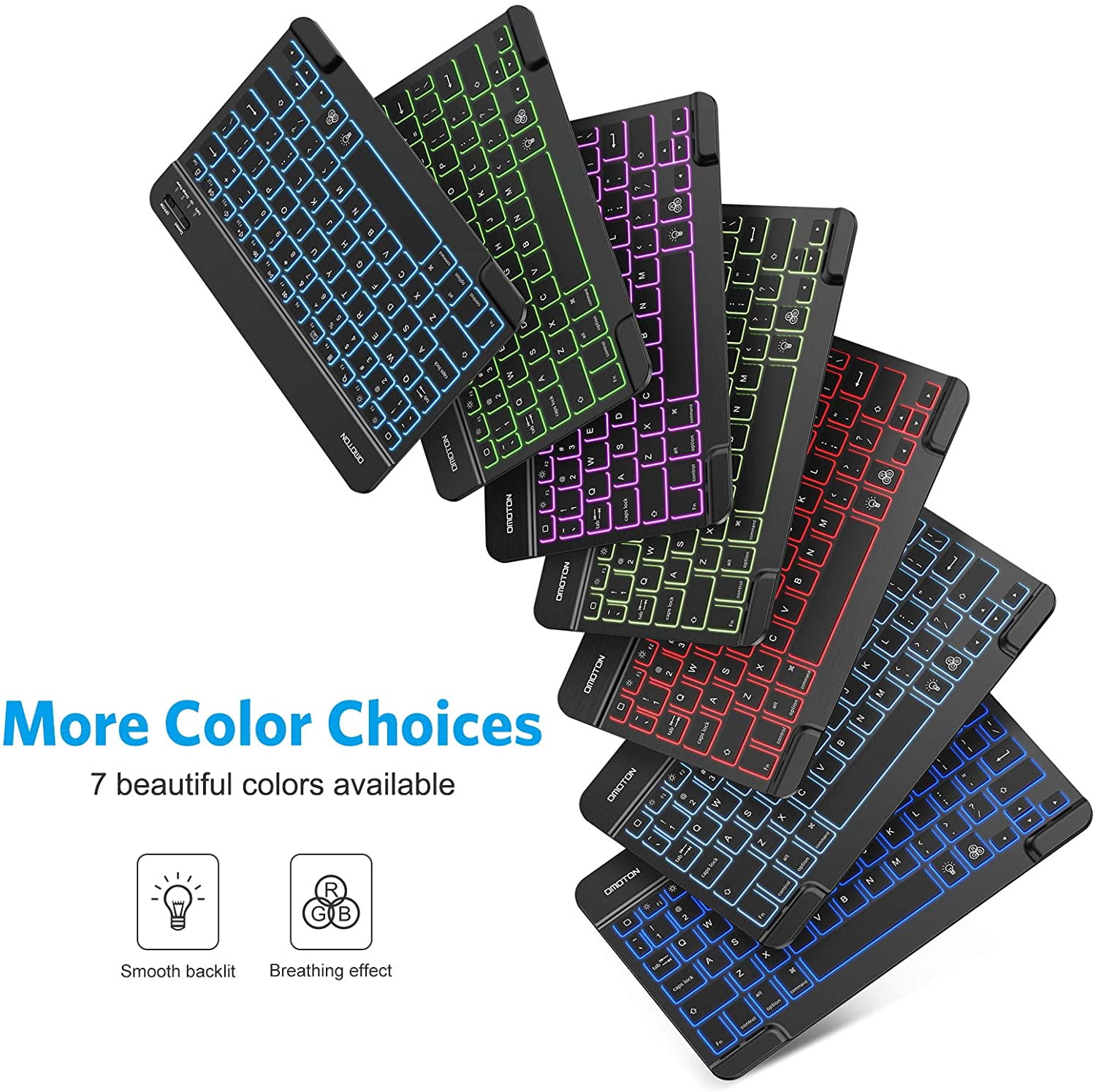 Tablet Computer Keyboard Mini Wireless Bluetooth Backlit Keyboard, 7-color Backlit/rechargeable/ultra-thin