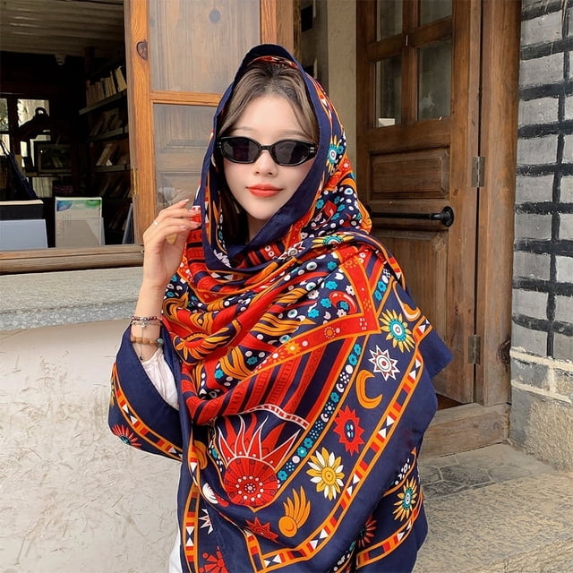 Nvzi Bufanda de moda Bufanda con estampado floral Bufandas ligeras Primavera Verano, L