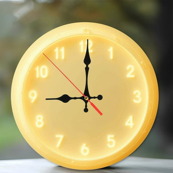 Neon Clock Wall Decor Light 10-Inch Silent Wooden Wall Clock, Battery Operated (AA Batteries Not Included), Artistic Home Decor