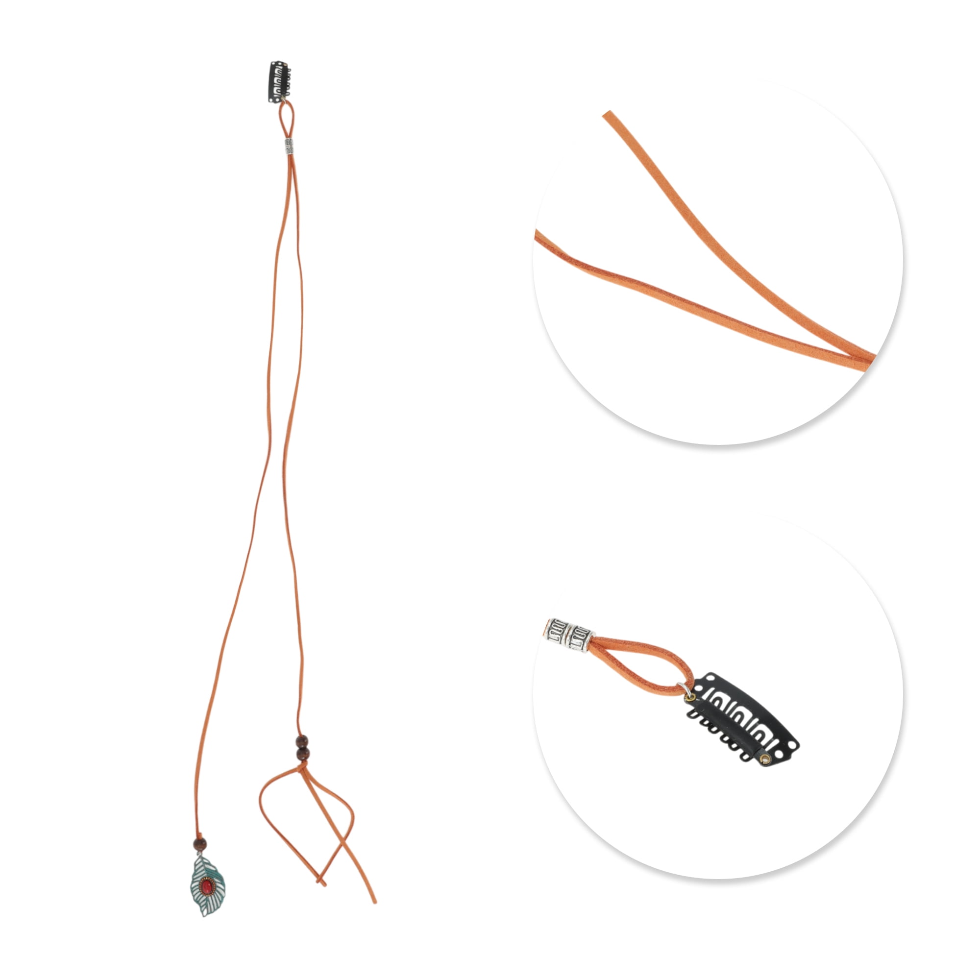Unique Bargains Elegant Leaf Braided Hair Chain 1Pc Stylish Accessory Orange 19.69"