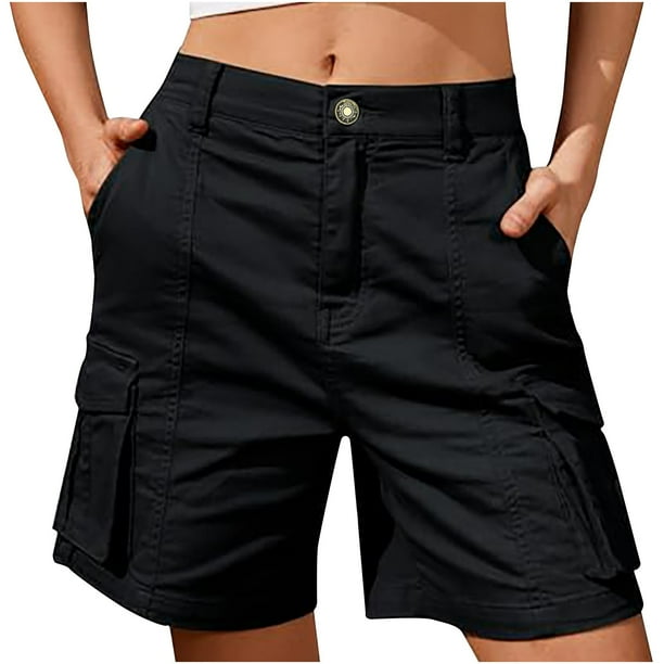 Pantalones Cortos de Mujer con Bolsillos Traje de Verano Casual Cinco Cuartos de Longitud, Tela Ligera para Uso Diario, de Playa Y de Fiesta