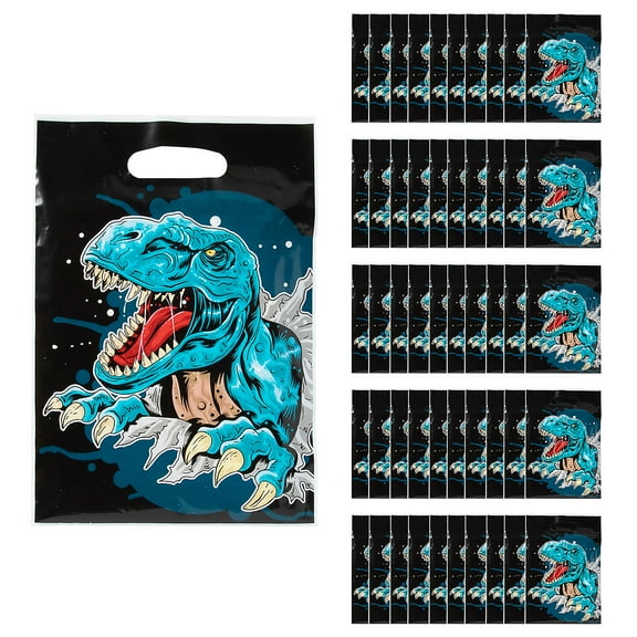 8 1/2" x 12" T-Rex Plastic Goody Bags – 50 Pieces