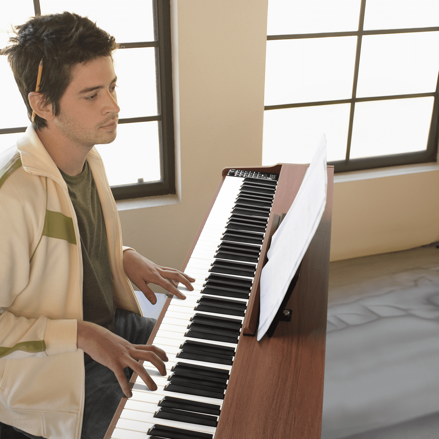Hassch Digital Piano Keyboard for Beginners, 88 Keys Full Weighted Electric Piano with Stand, Headphone, Power Adapter, and Triple Pedals, Walnut