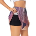 thumbnail image 1 of Balery Dreamy Moonlit Window Pantalones cortos deportivos para mujer con forro y dos bolsillos, elásticos, para entrenamiento, gimnasio, yoga-Small, 1 of 7