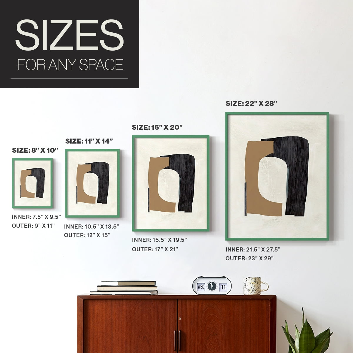 Cardboard Cutouts I Framed Print in Green Solid Wood Framed Print No Nail Hanging