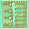 thumbnail image 1 of Ahgly Company Machine Washable Indoor Square Southwestern Turquoise Blue Country Area Rugs, 8' Square, 1 of 4