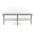 thumbnail image 4 of HomeRoots 47" Gold Glass And Steel Coffee Table With Shelf, 4 of 5