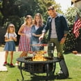 thumbnail image 4 of TLSUNNY 37" Outdoor Round Fire Pit & BBQ Grills, Wood Burning Fire Pit, w/ Swivel Cooking Grates, Lid and Fire Poker for Garden & Camping, 4 of 10
