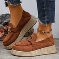 thumbnail image 3 of Orthopedic Loafers Shoes for Women Suede Arch Support Platform Slip on Round Toe Wide Width Lightweight Boat Shoes Brown Size 6.5, 3 of 6