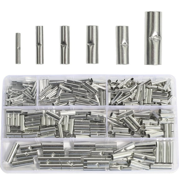 Non Insulated Butt Connectors Kit Wiring Pure Copper AWG24-8 Wire Crimp