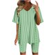 thumbnail image 1 of Blusas para las Mujeres Casual Impreso Cuello en V Manga Corta Blusa Pantalones Cortos, Conjuntos de Ropa para las Mujeres, 1 of 5