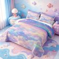 thumbnail image 3 of meiyoeat Rainbow Cloud Star Twin Quilt Set,Dreamy Magical Galaxy Sky Twin Coverlet Set For Girls,2 Pieces,1 Bedspread and 1 Pillowcase, 3 of 7