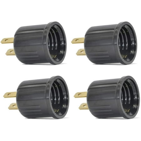 

Outlet to Socket Adapter Plug-in Light Socket Convert Outlet to Light Bulb Socket Polarized 2-Prong Outlet to E26 E27 Screw Base Bulb Socket 660 Watt 125 Volt UL Listed (4-Pack)