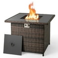 thumbnail image 1 of Costway 32.5" Propane Fire Pit Table Outdoor Wicker Gas Firepit with Stainless Steel Burner Brown, 1 of 10