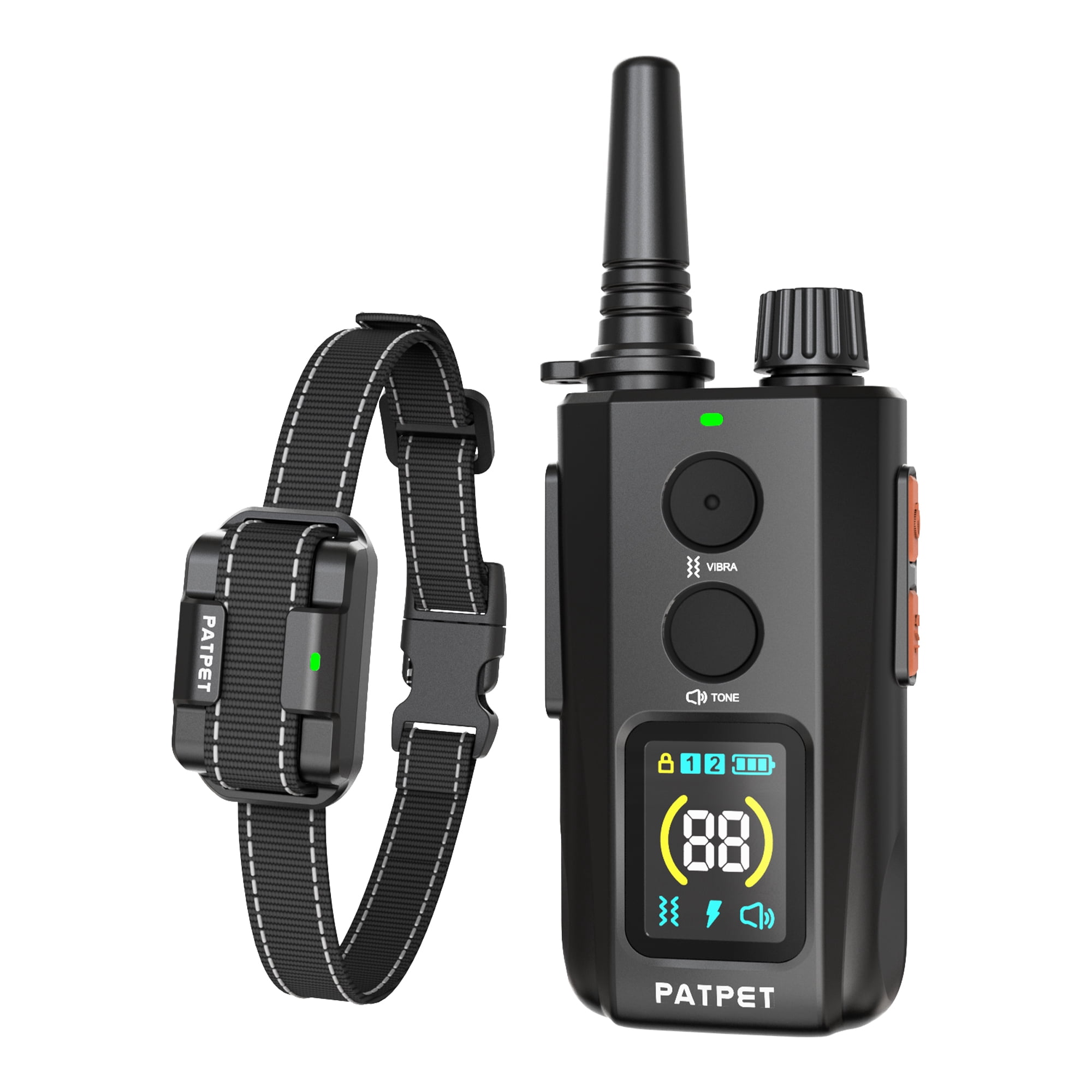 PATPET 2000FT Remote Waterproof Rechargeable LED Dog Training Collar with Electric Stimulation