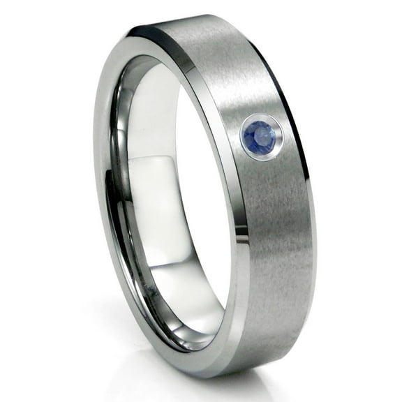 Titanium Kay Tungsten Carbide Sapphire Satin Finish Beveled Men's Comfort Fit Wedding Band Ring Sz 10.0