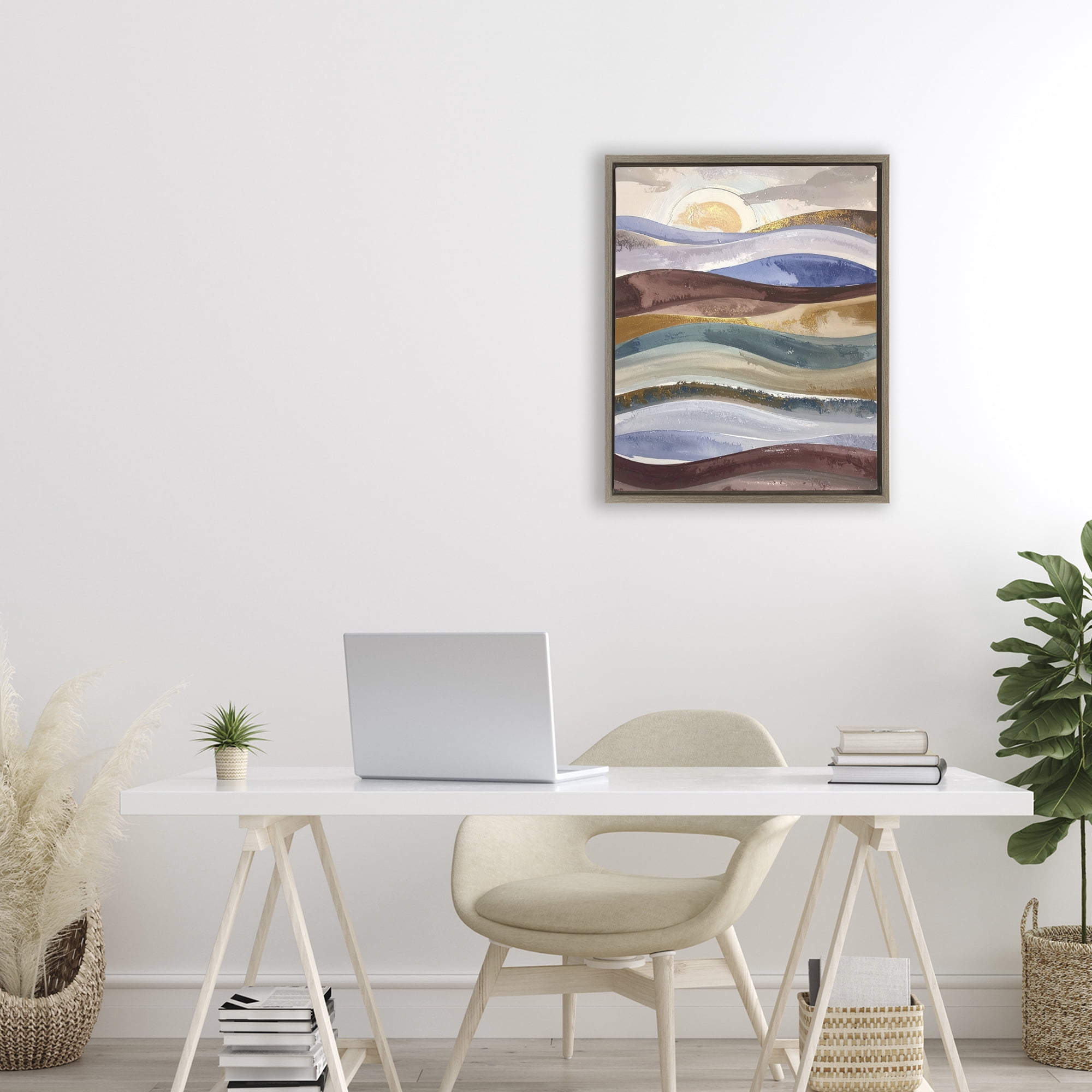 Stupell Industries Layered Ocean Flow Brown Framed Floater Canvas Wall Art, design by Alonza Saunders