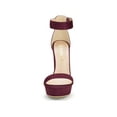thumbnail image 6 of BLISSFUL STEP Women's Shoes Faux Suede Ankle Strap Open Toe High Chunky Heel Platform Sandals Burgundy 9, 6 of 7