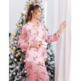 thumbnail image 2 of Ekouaer Womens Silk Pajama Set Satin Long Sleeve Button-Down Top and Pants with Ruffle Soft Sleepwear, 2 of 6