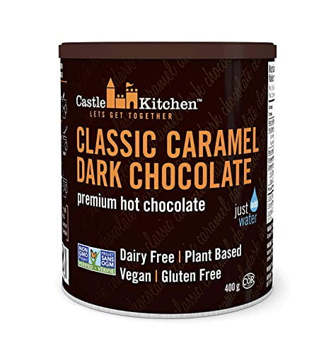 Castle Kitchen Classic Caramel Dark Chocolate - Dairy-Free, Vegan Premium Hot Chocolate Mix - Just Add Water - 14 oz (Pack of 2)