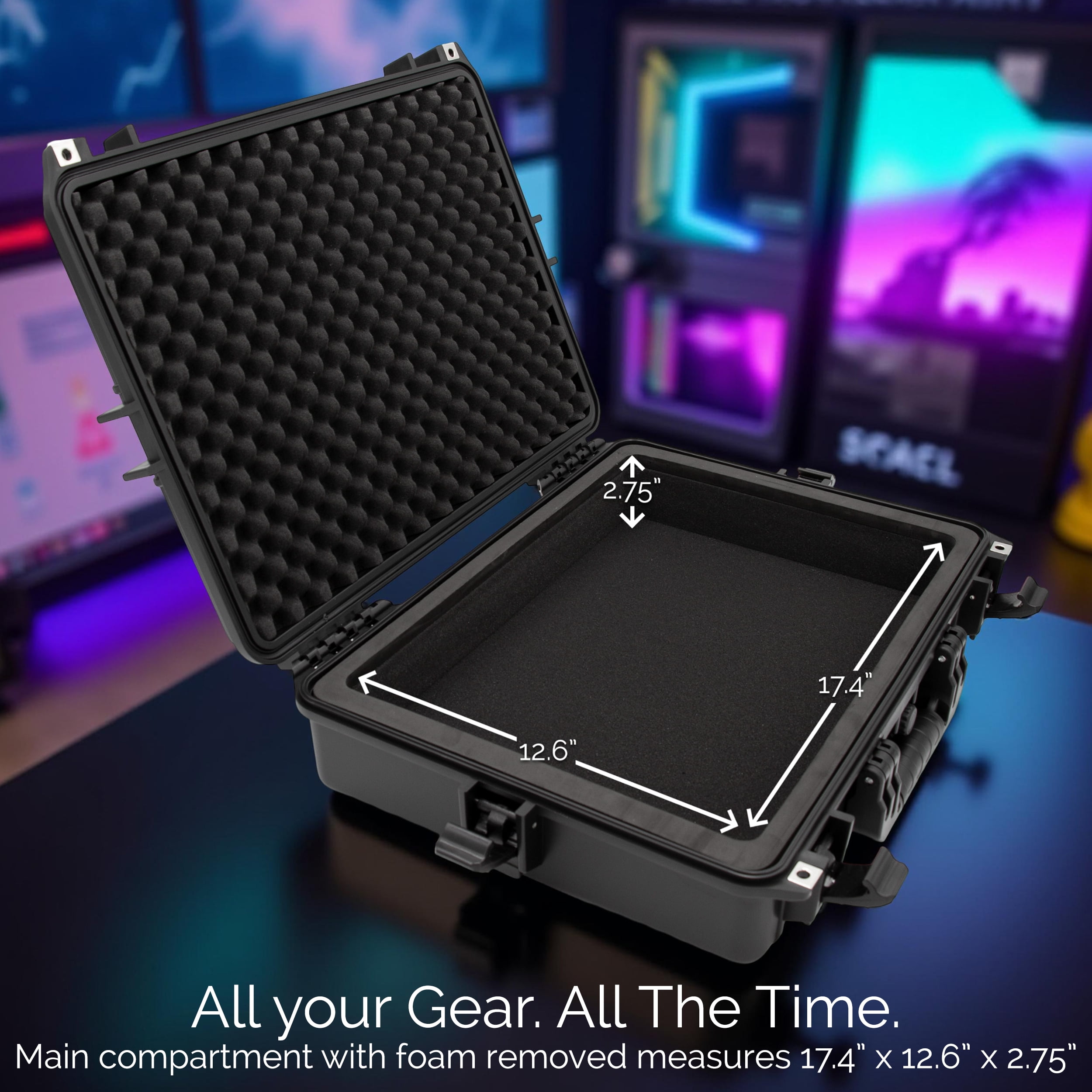 CASEMATIX Waterproof Hard Shell Case for 17–18" Gaming Laptop – IP67 Crushproof Travel Case with Custom Foam