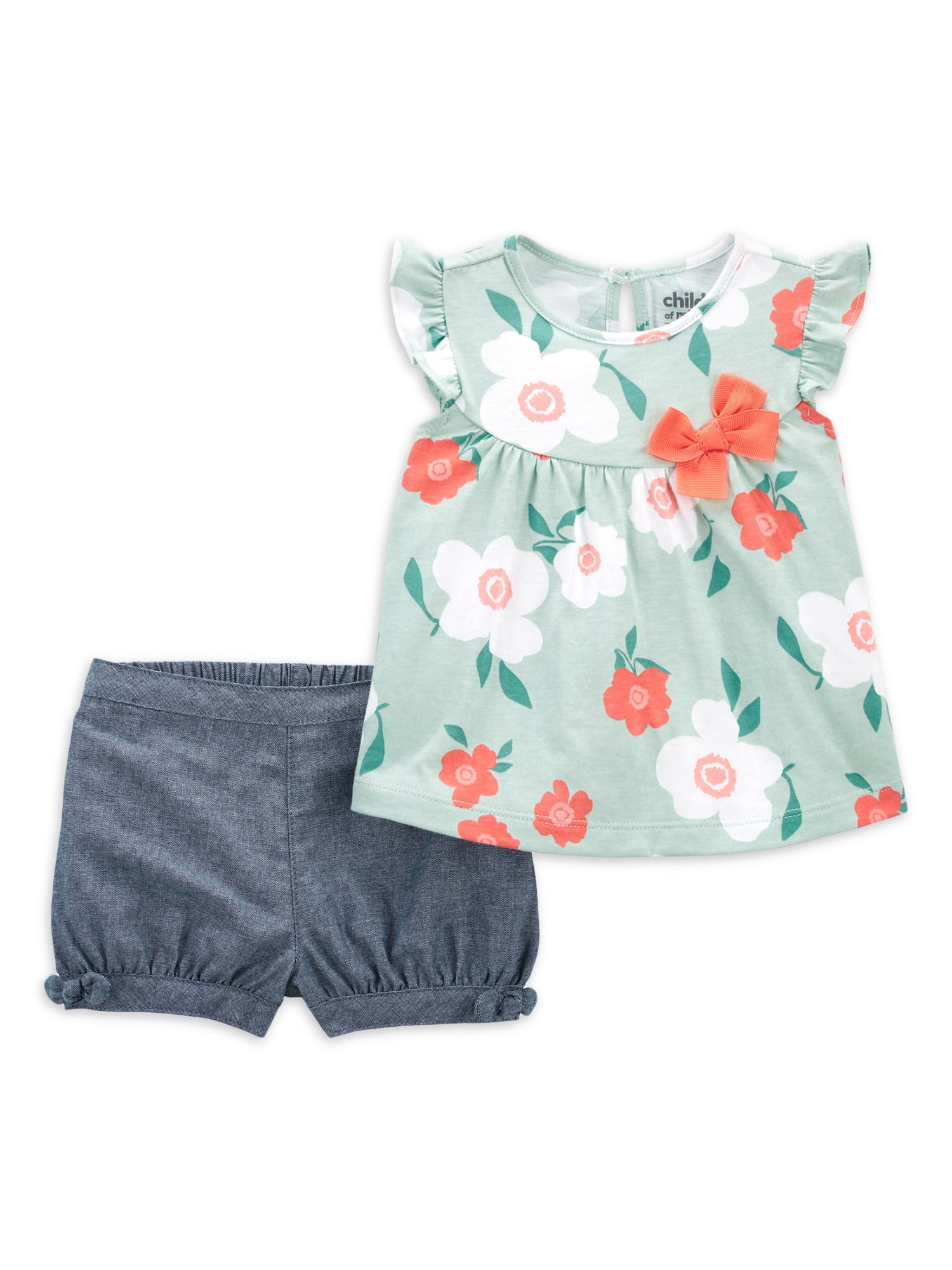 Carter's Child of Mine Baby Girl Top & Shorts, 2pc set (0/3M-24M) -  Walmart.com