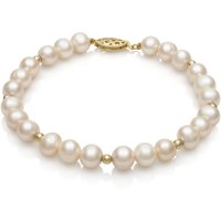 14K Yellow Gold Cultured Freshwater Pearl and Bead Bracelet, 7.5"