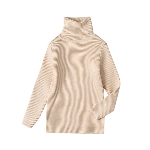 Suéter De Cuello Alto Para Niños Pequeños Suéter De Punto Para Bebés Suéter Suave Sólido Cálido Suéter De Ganchillo Beige Odeerbi LM103-728