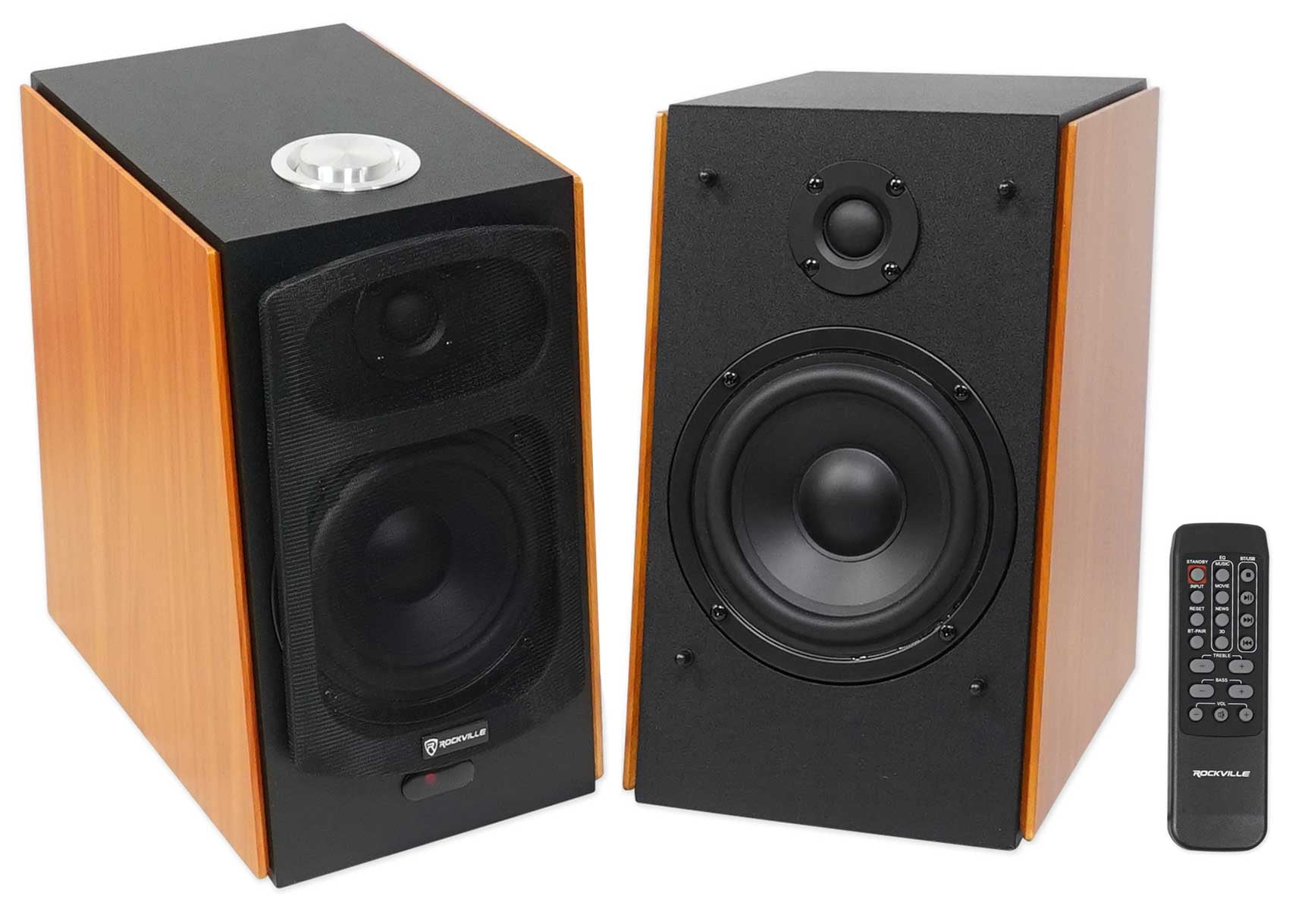 (2) Rockville HD5 5" Powered Bookshelf Speakers Bluetooth Monitors w/21" Stands