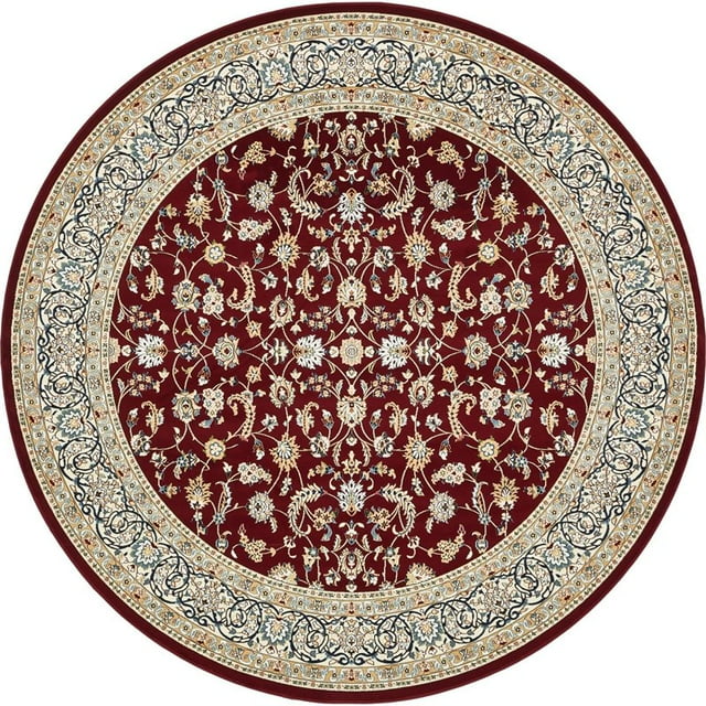 Unique Loom Narenj Medallion Pattern Design Rug 10' x 10' Round Burgundy/Tan