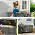 thumbnail image 5 of Dextrus 200 Gallon Outdoor Wicker Storage Box, Large Rattan Deck Box, Patio Cushion Storage, Waterproof Storage Box with Aluminum Frame, 5 of 7