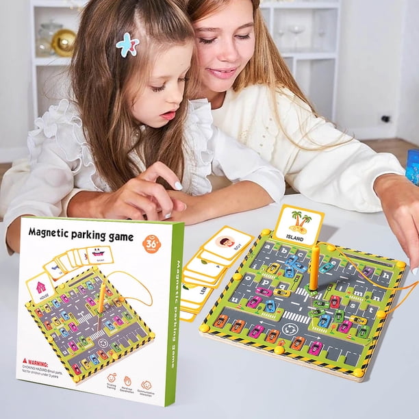 Juguete de tablero de conteo de laberinto magnético de madera | Pequeño Tren Reversible Warehouse Puzzle | Juego educativo multifuncional de coordinación mano-ojo | Bordes lisos duraderos | 1 pieza