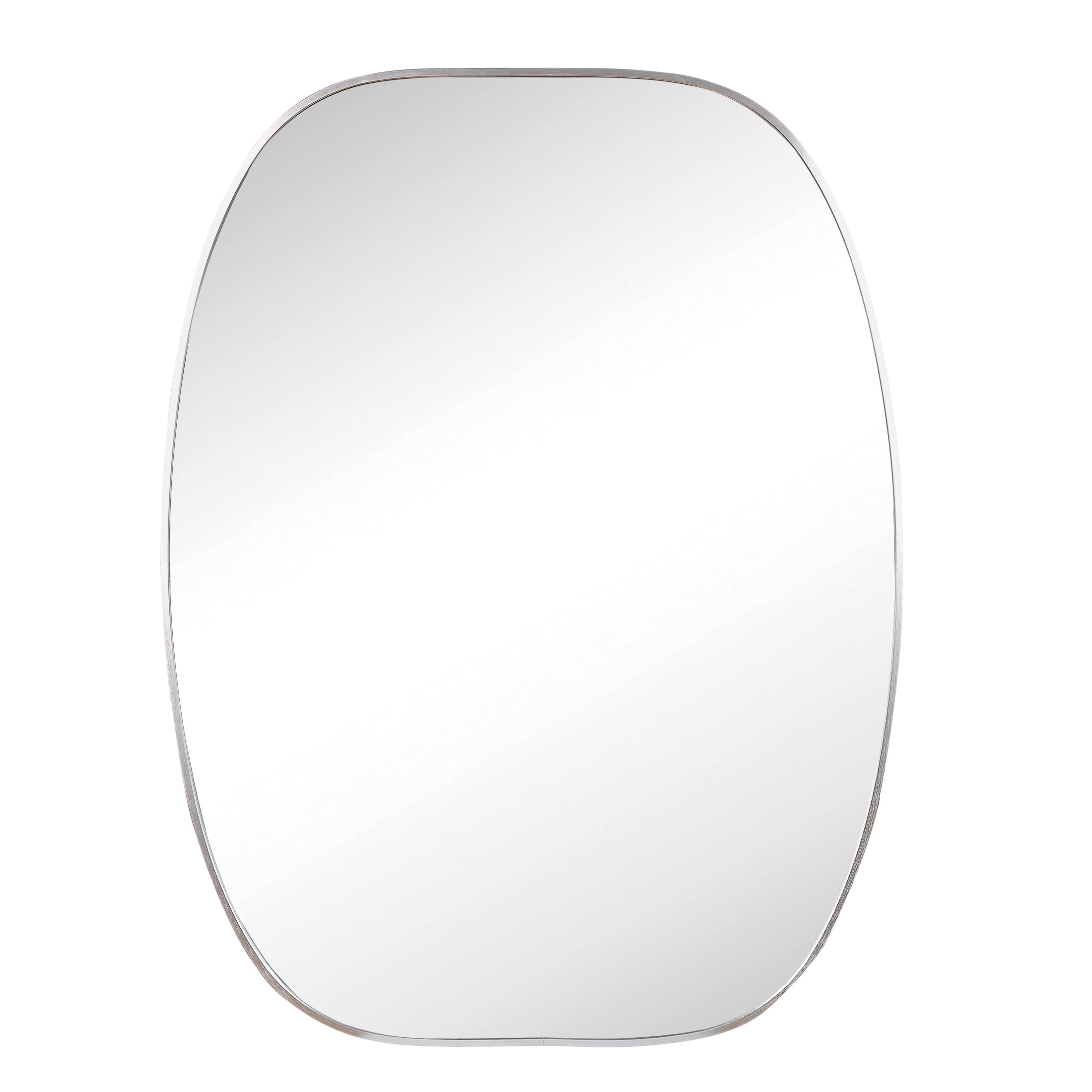 Noble House 30"x40" Unique Metal Framed Oval Wall Mirror, Modern Oblong Vanity Mirror for Bathroom & Entryway, Silver