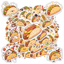 Adorable Taco Stickers Fun Food Decals Cute Character Stickers for Notebooks Suitcases Laptops