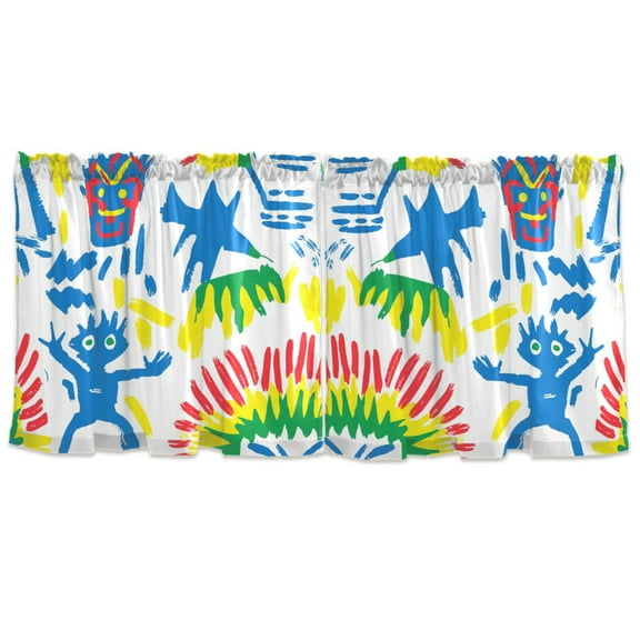 Colorful Minions Tier Curtains for Kitchen 57x24 Inch Semi Sheer Light Filtering Half Window Curtains 2 Panels