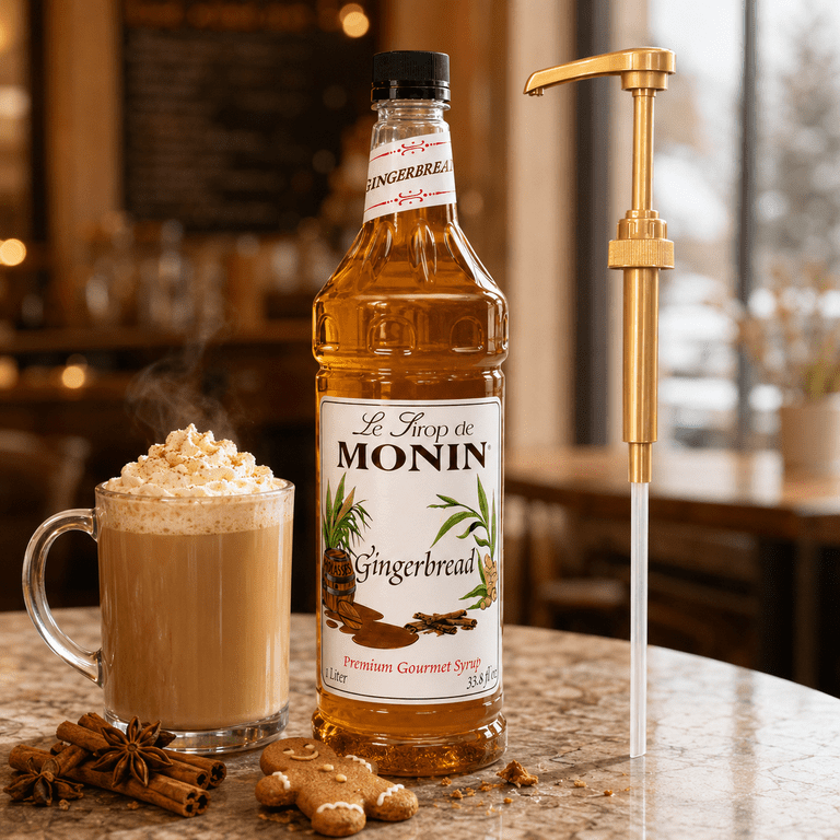 Monin Gingerbread Premium Gourmet Syrup, 1 Liter Plastic Bottle +