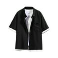 thumbnail image 1 of pstuiky Camisa de manga corta para hombre, Camiseta informal de manga corta con botones de color liso para hombre camisas casuales para hombre l, 1 of 3