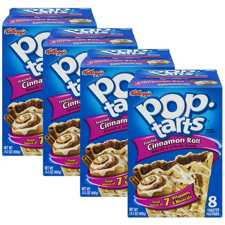 - (4 Pack) Kellogg's Pop-Tarts Breakfast Toaster Pastries, Frosted Cinnamon Roll Flavored, 14.1 oz 8 Ct