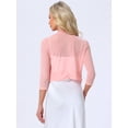 thumbnail image 3 of DARING DIVA Elegant Women's 3/4 Sleeve Sheer Mesh Cardigan Dresses XS Pink, 3 of 6