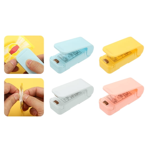 Uxcell 4Pcs Portable Mini Sealing Machine, Handheld Food Heat Vacuum Sealers for Plastic Bags, 4 Colors