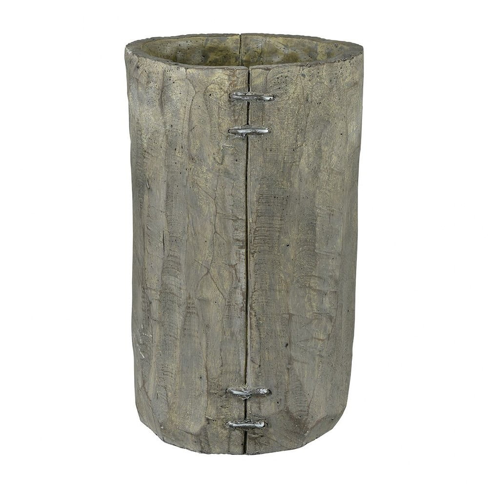 11.5 Inch Stapled Cement Vase Made Of Cement In Graphite Color