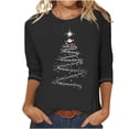 thumbnail image 2 of UPPADA Womens Merry Christmas 3/4 Sleeve Shirt Christmas Tree Print Blouses Great Gifts Winter Holiday Top Christmas Matching Outfit blusas de tela suave Black,XL, 2 of 4